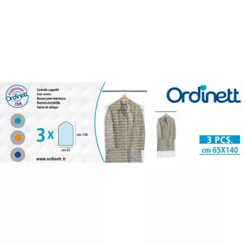 ORDINETT Plastic Covers for Coats, 3 Pieces, 65 x 140 cm, Transparent