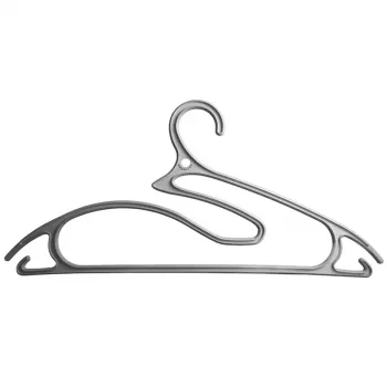 ORDINETT 5-Piece Plastic Clothes Hanger 5-in-1 Collection 42 cm Silver