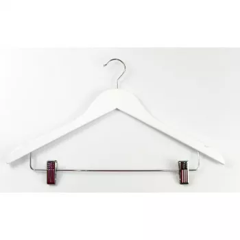 ORDINETT wooden clothes hangers with clips, 2-pack, white, 44.5 cm
