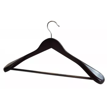 SAUBER Wide-Shoulder Wooden Clothes Hanger in Dark Espresso