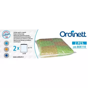 ORDINETT Plastic Blanket Bags 2 Pcs. 80x110cm Vacuum Storage Bags with Double Zip and Universal Valve