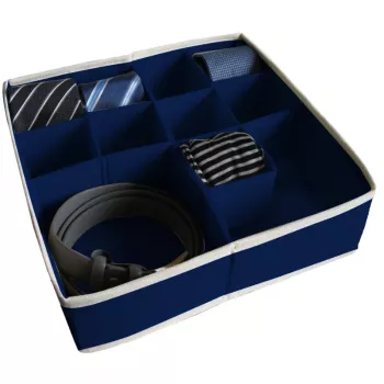 ORDINETT Box with Compartments L 30.5x30.5x10 cm Blue