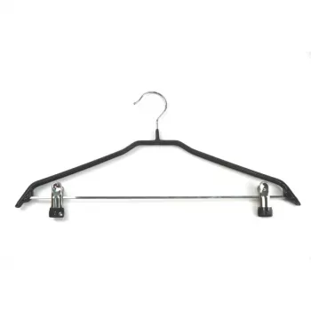 ORDINETT Clothes Hangers with Clips 2 Pcs. Steel/Vinyl Non-Slip 44cm Black