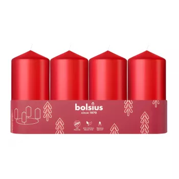 BOLSIUS Candle Cylinder 4 Pcs. Ø100x48 mm Red