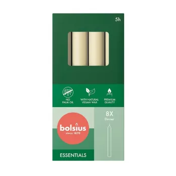 BOLSIUS Table Candles 8 Pieces in a Box 170/20mm Pearl