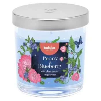 Bolsius Aromatic Glass Scented Candle Floral Fusion Peony & Blueberry Ø80x72mm