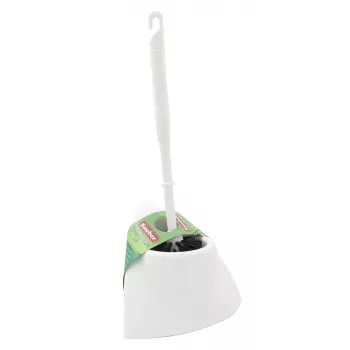 SAUBER Toilet Brush with Corner Holder - Polished Chrome, Brass, Freestanding