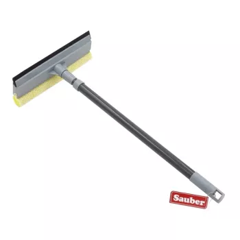 SAUBER Mini Window Brush with Telescopic Handle | Microfibre & Squeegee on Both Sides