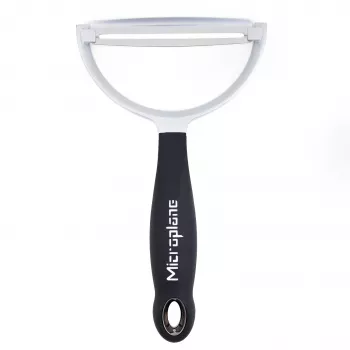 Microplane Peeler XL Peeling Knife with Surgical Stainless Steel Blade, Ergonomic Soft-Touch Handle, Integrated Potato Eye Remover, Black