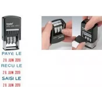 Trodat Printy Dater 4850L PAYÉ LE (FR) Self-Inking Date Stamp, French, 24 x 24 mm, Black 4850/L2