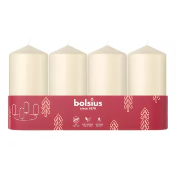 Bolsius Candle Cylinder 4 pcs Ø100x48 mm, Cream