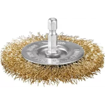 Makita D-73689 Wire Cup Brush 75 mm Brass Wire Crimped Hex Shank 1/4 inch