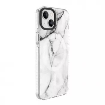 Evelatus Apple iPhone 15 PC+TPU Case with MagSafe White Marble