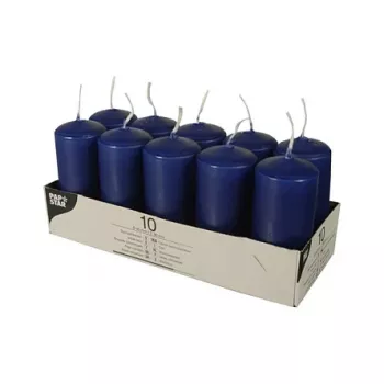 PAPSTAR Pillar Candles 40 x 90 mm, Dark Blue, 10-Pack (17916)