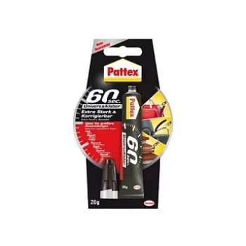 Pattex 60 Second Universal Adhesive 20g Tube - Transparent, FlexTec Polymer, Fast-Bonding for Wood, Metal, Glass, Ceramic, Leather, Rubber, Plastics
