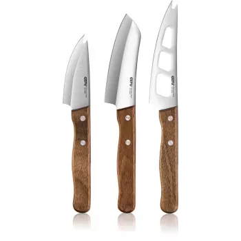 GEFU CAVINA 3-Piece Cheese Knife Set, Stainless Steel, Dishwasher-Safe