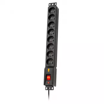Lestar LXRM 816 16A 8-way 19-inch rack PDU with Schuko sockets, 5m cable