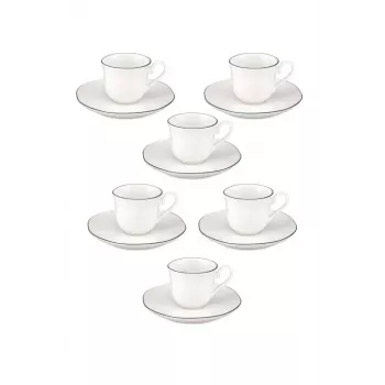 LA PORCELLANA BIANCA Teresa Espresso Cup and Saucer Set, 90 ml, Porcelain, White, 12 Pieces