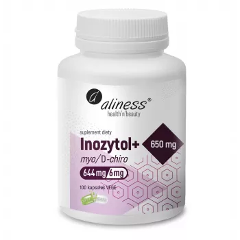 Aliness Inositol Myo/D-Chiro 650 mg + B6, 100 VEGE Capsules