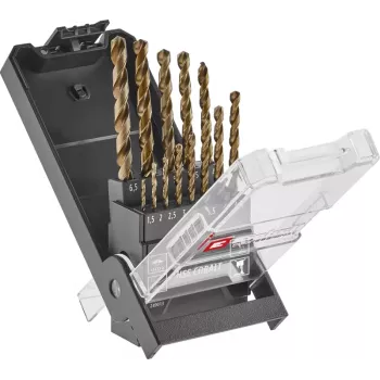 Einhell 249013 HSS-Co Metal Twist Drill Bit Set, 13-Piece, 1.5-6.5 mm, Cobalt Alloy, DIN 338, Point Ground