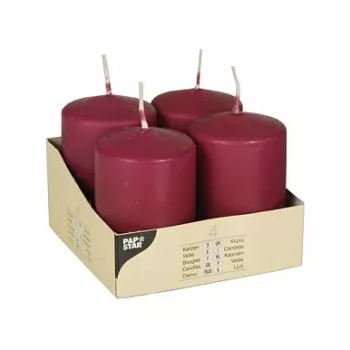 PAPSTAR pillar candles 8 cm bordeaux (4-pack)
