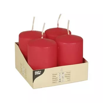 PAPSTAR pillar candle 8 cm red