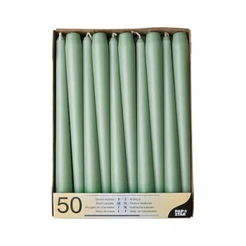 PAPSTAR pillar candles 22 x 250 mm, jade green, 50-pack (88341)