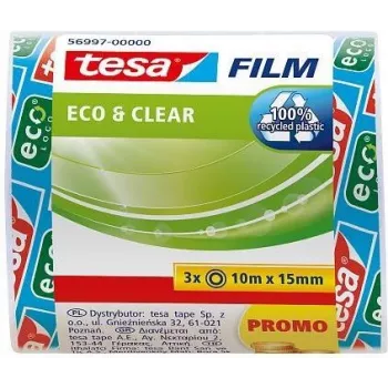 tesa tesafilm eco & clear Adhesive Tape, 10 m x 15 mm, Transparent, 3 Rolls 56997-00000-01