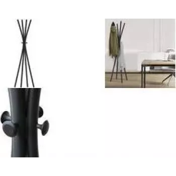 UNILUX TOTEM Freestanding Coat Stand, 1750 mm, Black Metal, 8 Hooks 400188801