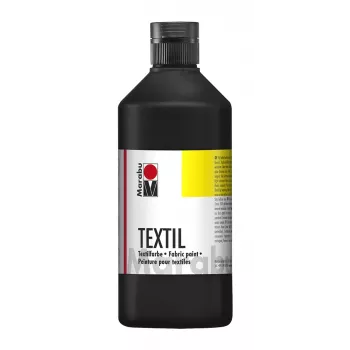 Marabu Textil Fabric Paint, Black, 500 ml, Water-Based, for Light Fabrics, Wash-Resistant up to 40°C 17160075073
