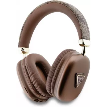 GUESS Bluetooth 5.3 Over-Ear Headphones with 4G Triangle Logo, Brown