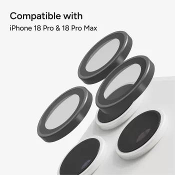 Zagg Glass Elite Anti-Reflective Camera Rings for iPhone 18 Pro Max / 17 Pro Max / 18 Pro / 17 Pro, silver