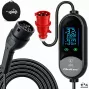 Qoltec Mobile EV Charger for Electric and Hybrid Cars, 2-in-1 Adjustment, Type 2, 7 kW, 230 V, CEE 32 A, LED, 5 m