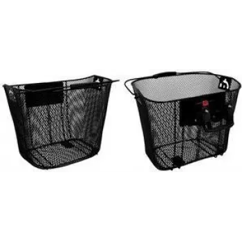 Fischer Bicycle Handlebar Basket with Quick Click System Mount, Black, Fine-Mesh Wire