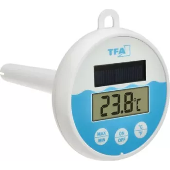 TFA Dostmann Digital Solar Pool Thermometer, White/Turquoise, 30.1068.02