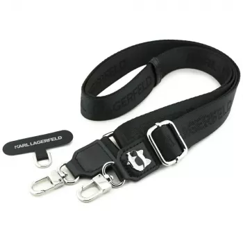 Karl Lagerfeld Universal Lanyard Tether Patch Choupette Metal Logo, Black, KF002656
