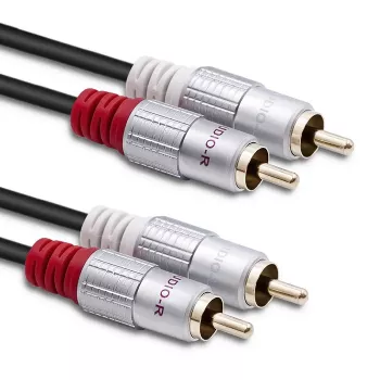 Qoltec 2x RCA Plug to 2x RCA Plug Audio Cable, 0.5 m, Black (52335)