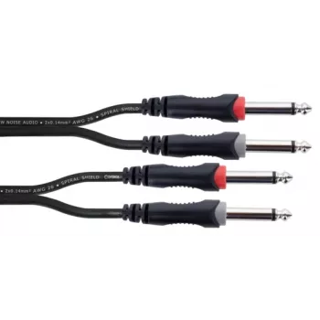 Cordial 14845 jack audio cable [2x 6.3 mm jack plugs (mono) - 2x 6.3 mm jack plugs (mono)] 3 m black PVC jacket, Twin-Lead