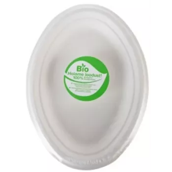 Gogreen Go Green compostable oval sugarcane plates, 10 pcs