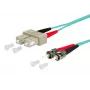 Metz Connect OpDAT fibre optic patch cable SC duplex to 2x ST, OM3, 1 m, aqua