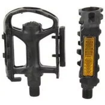 FISCHER Bicycle Pedals, for Mountain Bikes, Black Plastic, with Side Reflectors - 1 Piece