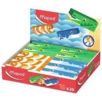 Maped Animal Design Plastic Eraser, Phthalate- and PVC-Free, 3 Animal Motifs – 20 Display