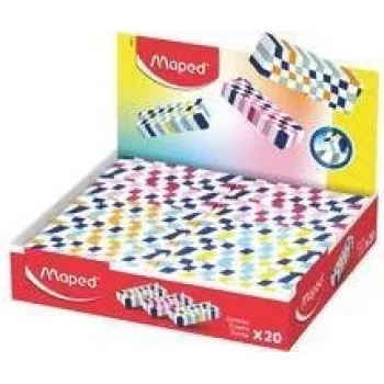 Maped Plastic Eraser, Colourful Checked, Phthalate- and PVC-Free, 20 Display (123501)