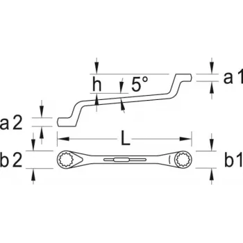 Gedore 2 Double Ring Spanners 16 x 18 mm, UD Profile, 265 mm, Deep Offset