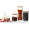 Ritzenhoff & Breker FAIA Storage Jar, Round, 0.6 l, Glass, Cylindrical, Beech Wood Lid with Silicone, 3 Pieces