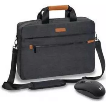 PEDEA Elegance Pro 15.6 inch Laptop Bag with Mouse, Grey (SET010-66066435)