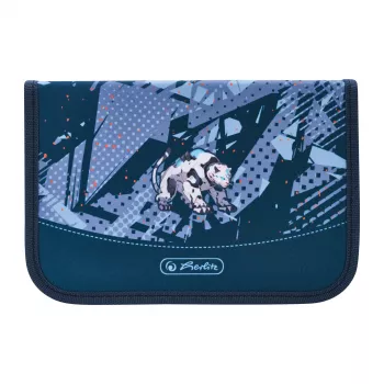 herlitz Tech Mech Pencil Case, 31 Pieces, Polyester, Dimensions: (W)205 x (D)140 x (H)38 mm, 2 Flaps