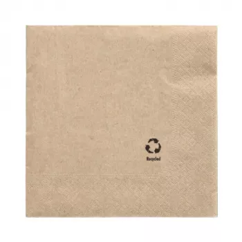 PAPSTAR Napkins, 330 x 330 mm, 3-Ply, Natural, 1/4 Fold, Recycled Tissue, Colour Printed