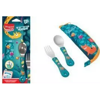 Maped PICNIK cutlery set JUNGLE FEVER 3-piece turquoise with case stainless steel ABS