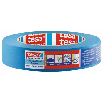 tesa Precision Crepe 4440 Outdoor UV PLUS Masking Tape, Smooth, Blue, 50 m x 25 mm
